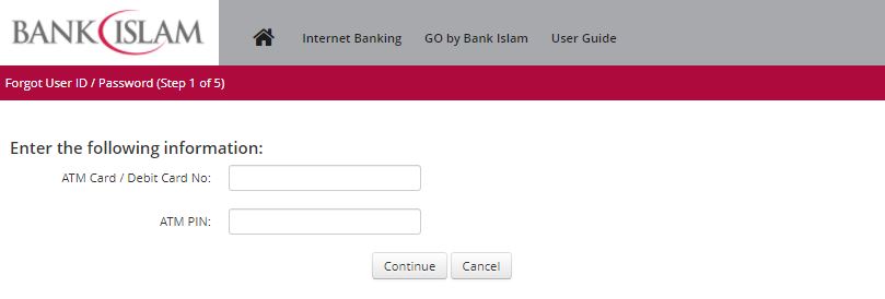 Lupa Password dan User Id Bank Islam