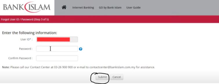Password Baharu Bank Islam