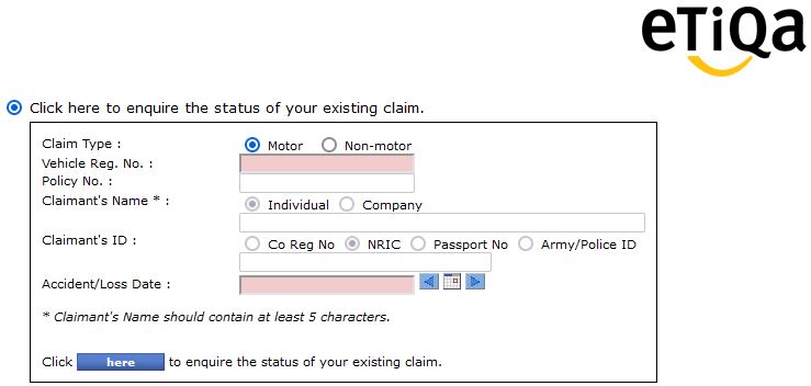 Etiqa Claim Status Online