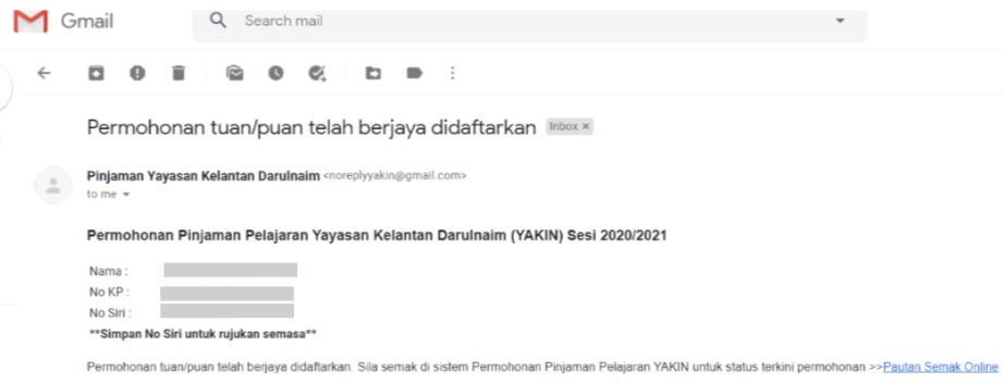 Semak Status Pinjaman YAKIN Kelantan